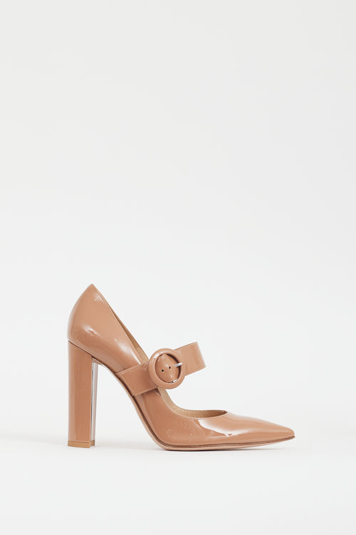 Gianvito Rossi Beige Patent Leather Mary Jane Heel