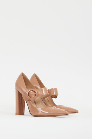 Gianvito Rossi Beige Patent Leather Mary Jane Heel