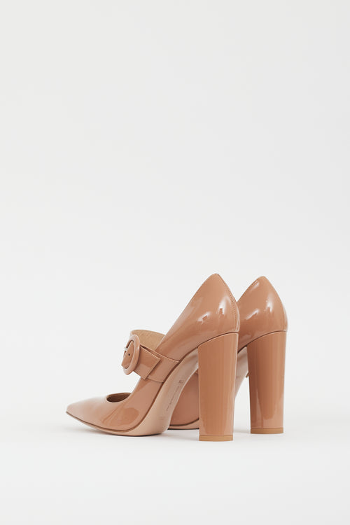 Gianvito Rossi Beige Patent Leather Mary Jane Heel