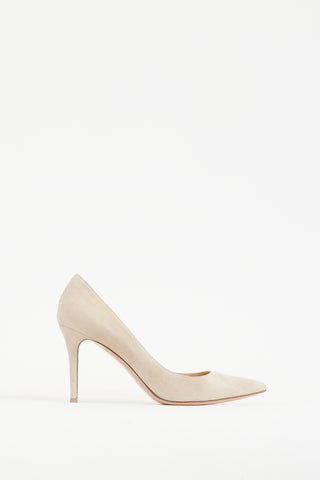 Gianvito Rossi Beige Suede Gianvito 85 Pump