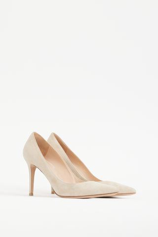 Gianvito Rossi Beige Suede Gianvito 85 Pump