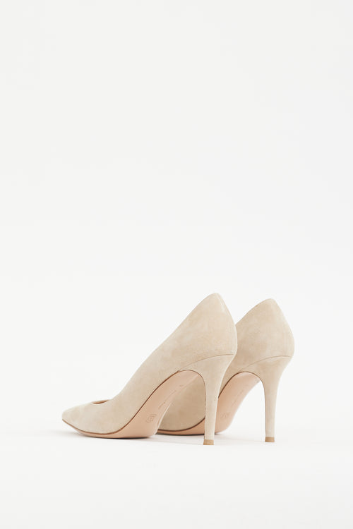 Gianvito Rossi Beige Suede Gianvito 85 Pump