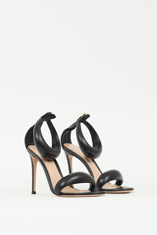 Gianvito Rossi Black Leather Bijoux Heel