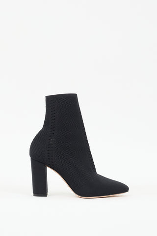 Gianvito Rossi Black Stretch Knit Thurlow Sock Ankle Boot