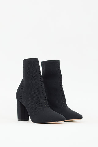 Gianvito Rossi Black Stretch Knit Thurlow Sock Ankle Boot