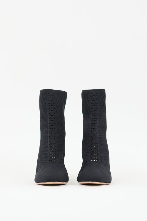 Gianvito Rossi Black Stretch Knit Thurlow Sock Ankle Boot