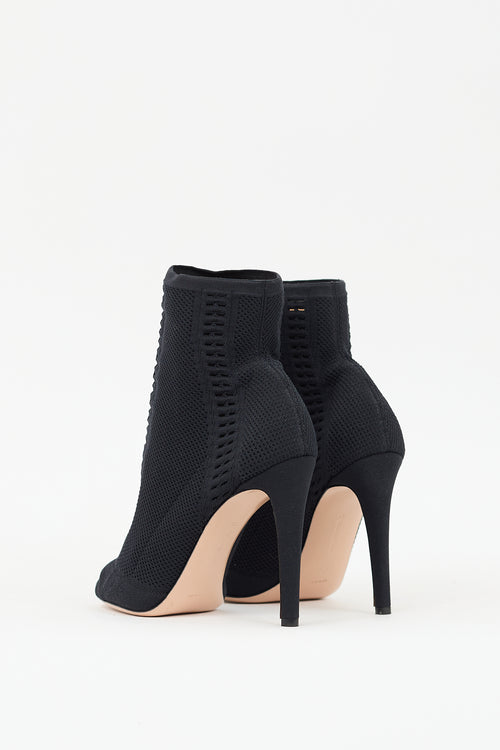 Gianvito Rossi Black Stretch Knit Vires 105 Sock Boot