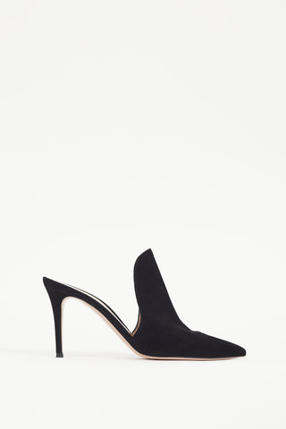 Gianvito Rossi Black Suede Pointed Mule