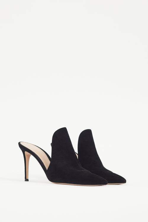 Gianvito Rossi Black Suede Pointed Mule