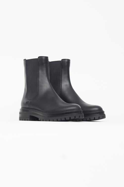 Gianvito Rossi Black Leather Chester Chelsea Boot