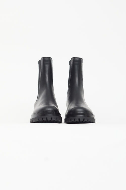 Gianvito Rossi Black Leather Chester Chelsea Boot