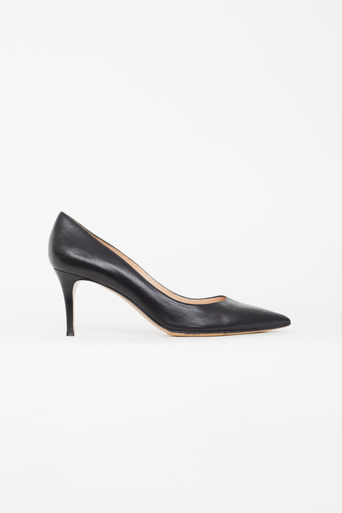 Gianvito Rossi Black Leather Gianvito 75 Pump