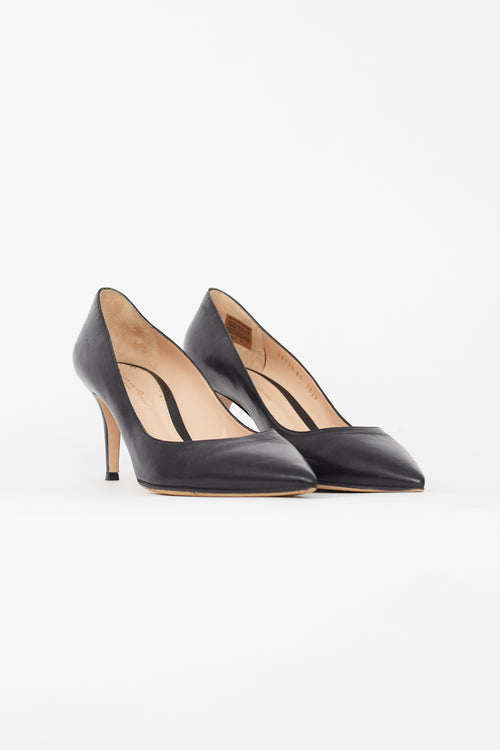 Gianvito Rossi Black Leather Gianvito 75 Pump