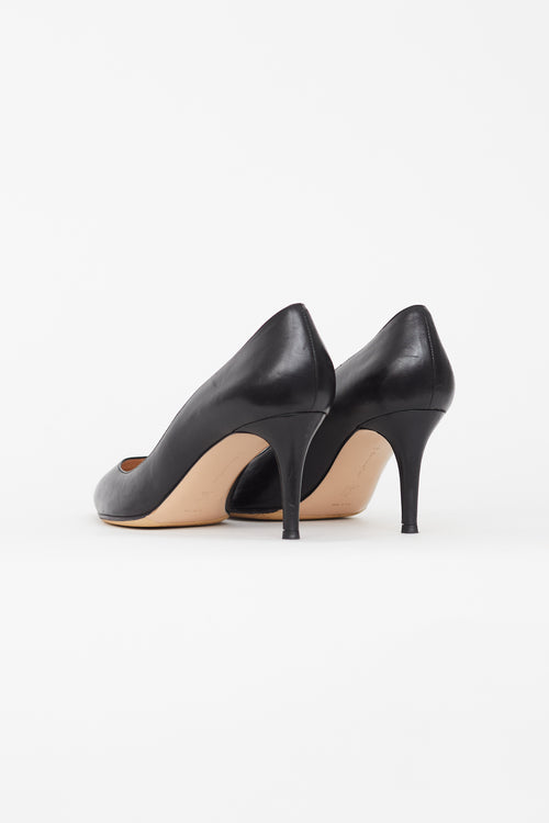 Gianvito Rossi Black Leather Gianvito 75 Pump