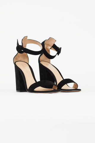 Gianvito Rossi Black Versilia 100 Suede Sandal