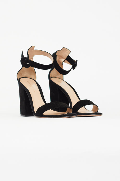 Gianvito Rossi Black Versilia 100 Suede Sandal