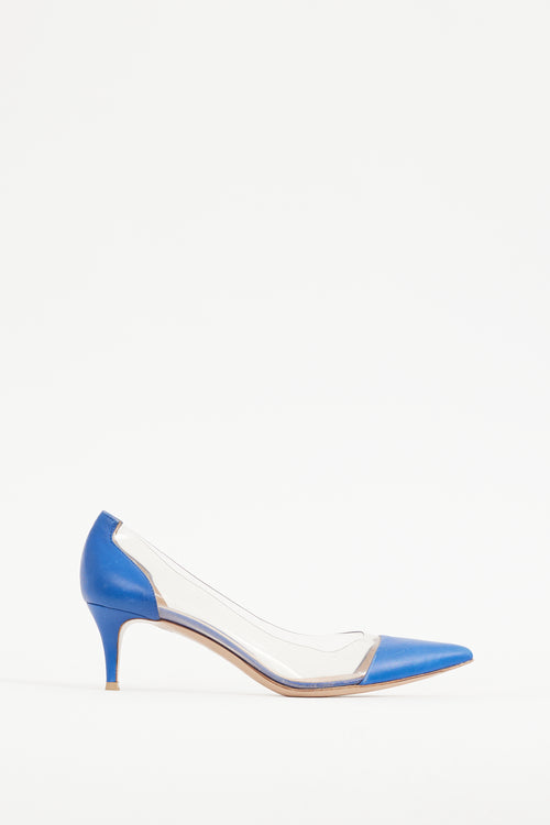 Gianvito Rossi Blue Leather 
PVC Plexi 55 Pump