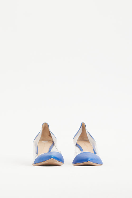 Gianvito Rossi Blue Leather 
PVC Plexi 55 Pump