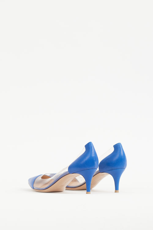 Gianvito Rossi Blue Leather 
PVC Plexi 55 Pump