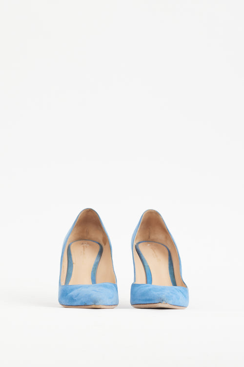 Gianvito Rossi Blue Suede Gianvito 85 Pump