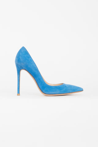 Gianvito Rossi Blue Suede Gianvito 105 Pump