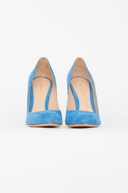 Gianvito Rossi Blue Suede Gianvito 105 Pump