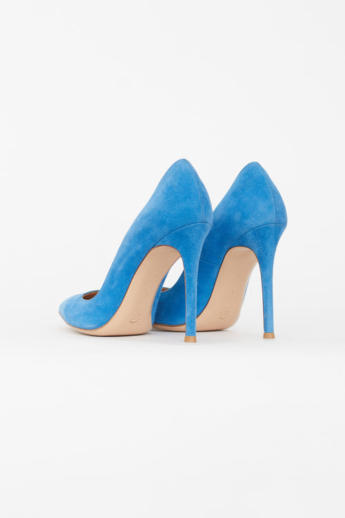 Gianvito Rossi Blue Suede Gianvito 105 Pump