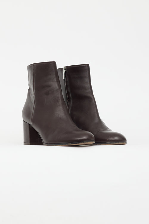 Gianvito Rossi Brown Leather Rounded Toe Boot