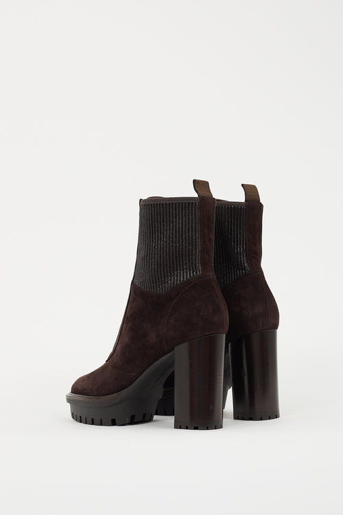 Gianvito Rossi Brown Suede Mason Lugged Boot