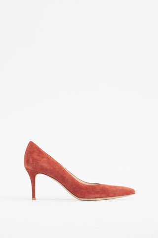 Gianvito Rossi Burnt Orange Suede Gianvito 70 Pump