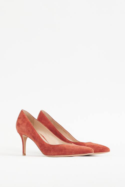 Gianvito Rossi Burnt Orange Suede Gianvito 70 Pump