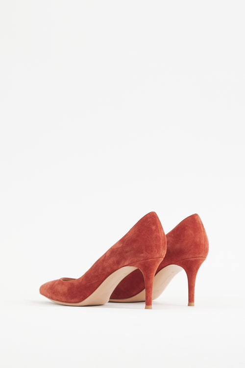 Gianvito Rossi Burnt Orange Suede Gianvito 70 Pump