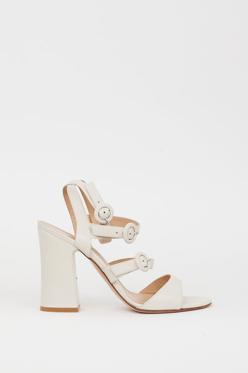 Gianvito Rossi Cream Leather Buckled Strappy Heel