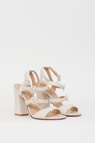 Gianvito Rossi Cream Leather Buckled Strappy Heel