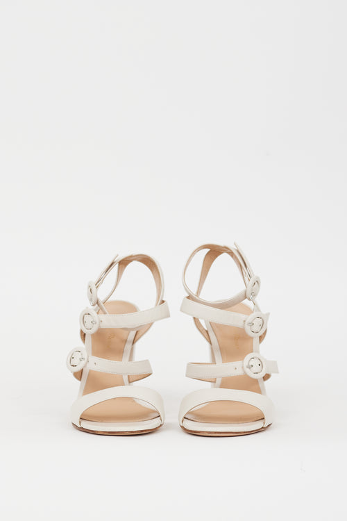 Gianvito Rossi Cream Leather Buckled Strappy Heel