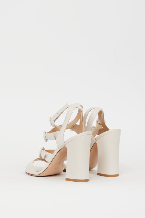 Gianvito Rossi Cream Leather Buckled Strappy Heel