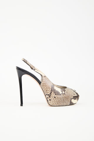 Gianvito Rossi Textured Leather Peep Toe Heel