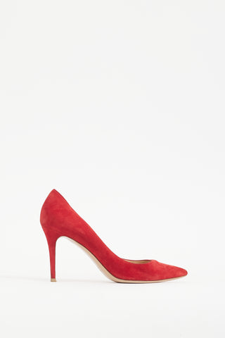 Gianvito Rossi Red Suede Gianvito 85 Pump