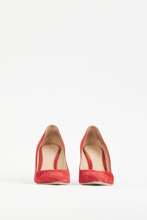 Gianvito Rossi Red Suede Gianvito 85 Pump