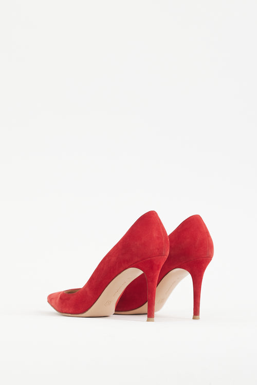 Gianvito Rossi Red Suede Gianvito 85 Pump