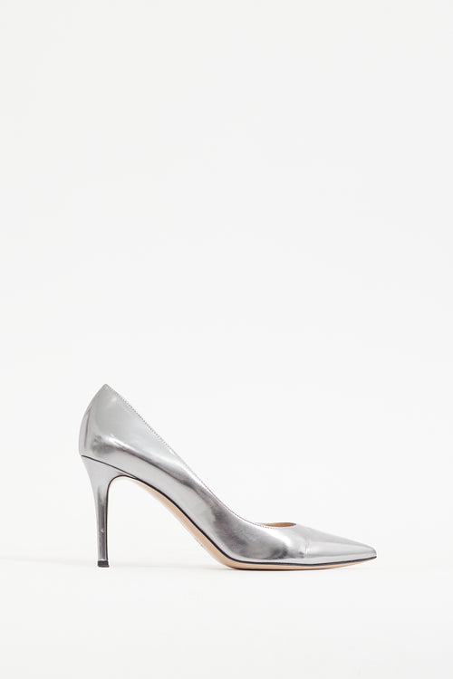 Gianvito Rossi Silver Leather Gianvito 85 Pump