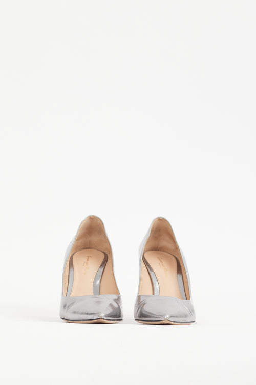 Gianvito Rossi Silver Leather Gianvito 85 Pump