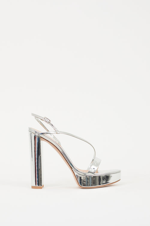 Gianvito Rossi Silver Metallic Leather Kimberly Platform Heel