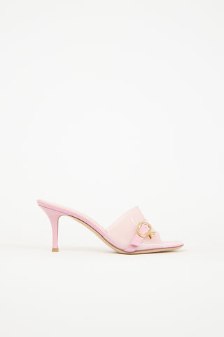 Gianvito Rossi Pink Leather 
PVC Lipsia 70 Mule