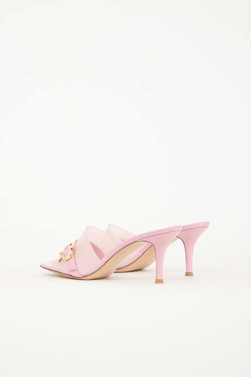 Gianvito Rossi Pink Leather 
PVC Lipsia 70 Mule