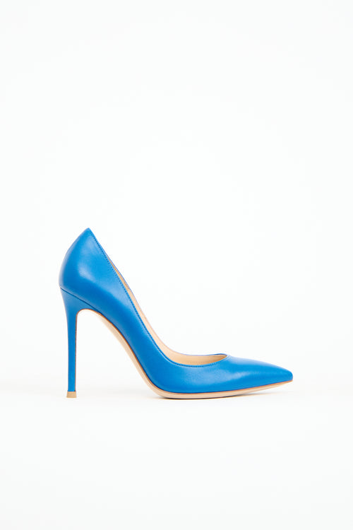 Gianvito Rossi Blue Leather Gianvito 105 Pump