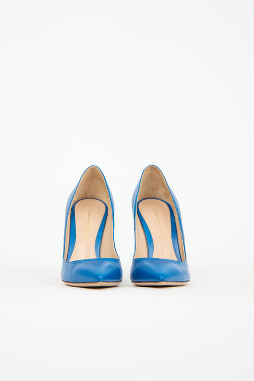 Gianvito Rossi Blue Leather Gianvito 105 Pump