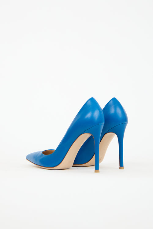 Gianvito Rossi Blue Leather Gianvito 105 Pump