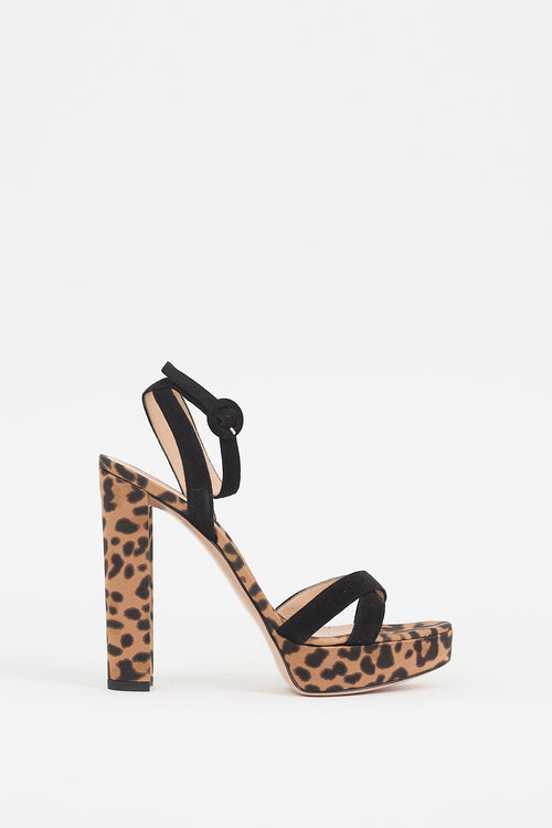 Gianvito Rossi Brown 
Black Printed Poppy Heel