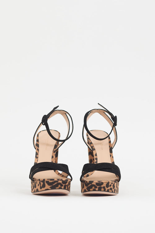 Gianvito Rossi Brown 
Black Printed Poppy Heel